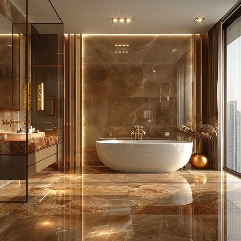 10+ Warm Brown Bathroom Tile Inspiration Ideas • 333+ Art Images Brown Tile Bathroom Ideas, Brown Marble Flooring, Brown Tiles Bathroom, Brown Bathroom Tiles, Brown Marble Floor, Brown Marble Bathroom, Brown Bathroom Tile, Bathroom Design Marble, Dream Bathroom Luxury