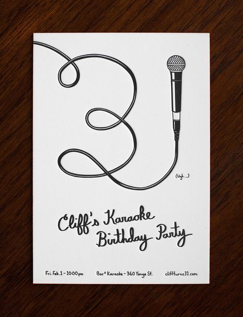 Karaoke Birthday Invite - Cliff Seto - Art Director Karaoke Invitations, Karaoke Birthday, Free Invitation Templates, Party Bars, Printable Birthday Invitations, Birthday Invite, Elegant Invitations, Art Director, Gifts Ideas