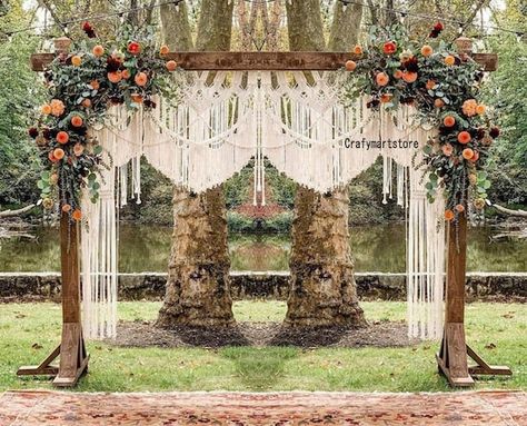 Bohemian Wedding Backdrop, Macrame Wedding Arch, Rideaux Boho, Cortinas Boho, Macrame Chairs, Macrame Wedding Backdrop, Boho Macrame Wall Hanging, Bohemian Decoration, Macrame Table Runner