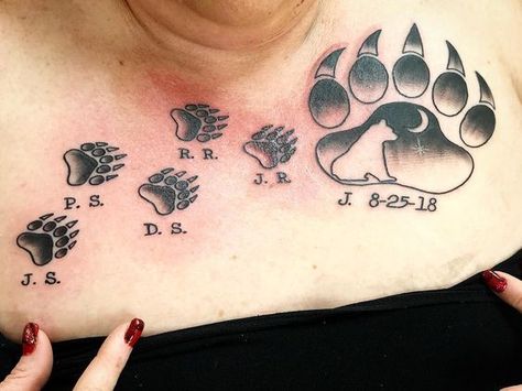 Momma Bear And Cubs Tattoo For Women, Bear Paw Tattoo Design, Bear Paw Tattoo, Paw Tattoo Ideas, California Bear Tattoos, Bear Claw Tattoo, Black Bear Tattoo, Bear Paw Tattoos, Paw Tattoos