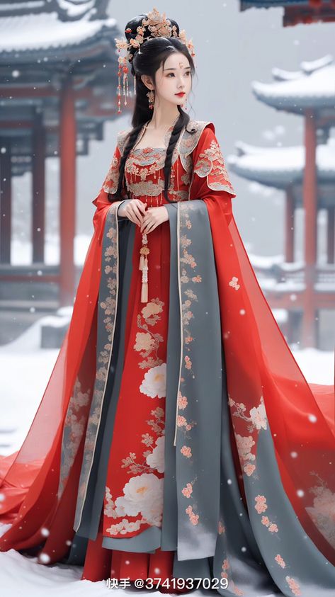 Chinese Empress Dress, Queen Outfits Royal, China Traditional Dress, Asian Prom Dress, Empress Dress, Chinese Princess Dress, Chinese Fancy Dress, Queen Outfits, Traditional Asian Dress