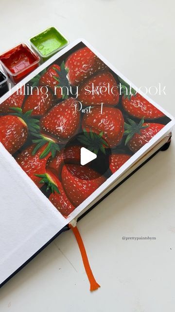 Mariyam♡ on Instagram: "I missed painting realistic paintings🍓 . Watch my Yt video for the full tutorial on this♡ . Gouache from @thoovi.arts @miyahimi.in  Sketchbook from @menorahcreatif  . . . . . . (Gouache painting, realistic painting, realistic strawberries, sketchbook painting, gouache strawberries) #goauchepainting #sketchbookseries #realisticart #realisticstrawberry #strawberrypainting #gouacheart #realism" Strawberry Gouache Painting, Strawberry Painting Tutorial, Gouache Strawberries, Gouache Painting Tutorial, Strawberry Painting, Gouache Tutorial, Painting Realistic, Sketchbook Painting, Painting Gouache