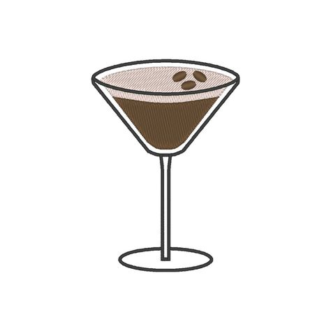 Cocktail Embroidery Designs, Espresso Martini Embroidery, Martini Embroidery, Esspresso Martini, Cocktail Embroidery, Martini Expresso, Embroidery Motif, Chalkboard Drawings, Window Drawing