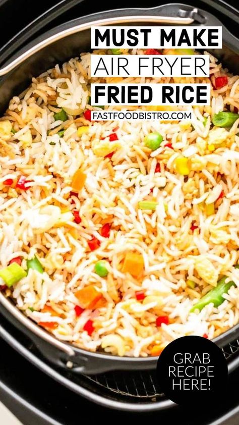 Air Fryer Fried Rice With Egg, Air Fryer Chinese Recipes, Airfryer Rice, Air Fried Rice, Rice Air Fryer, Restaurant Fried Rice, Air Fryer Fried Rice, Air Fryer Rice, Ninja Cooking System Recipes