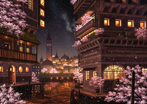 Pinterest Japan Anime City, Japan Scenery, City Lights Wallpaper, Anime Places, Anime City, Scenery Background, City Background, Lit Wallpaper, Galaxy Painting