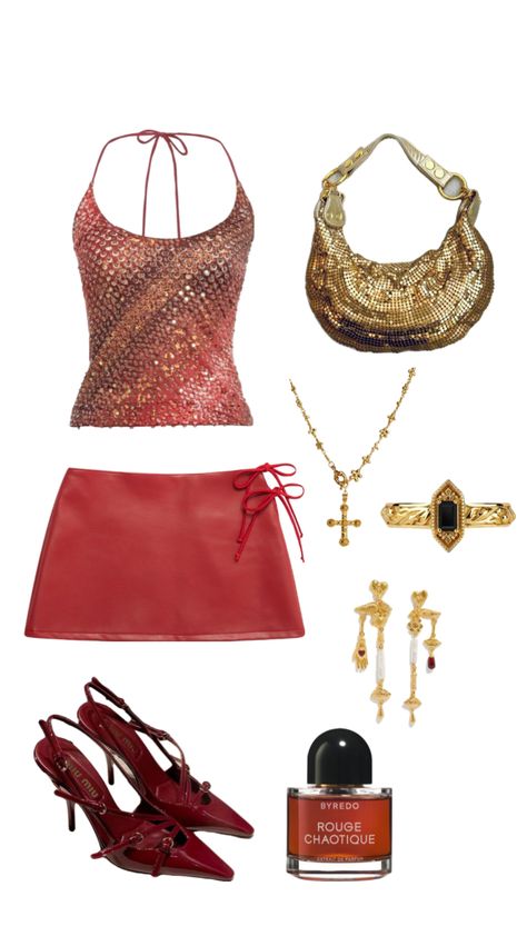 #outfitinspo #ootd #red #aesthetic #moodboards #fire #coolgirl #lanadelrey Ootd Red, Date Night Outfits, Fest Outfits, Ibiza Outfits, Vegas Outfit, Outfit Layout, Italy Outfits, Looks Party, Dinner Outfits