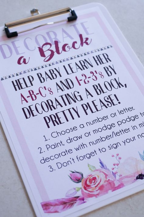 Decorate a Block Instruction Sheet 1 Decorate Baby Blocks, Decorate A Block For Baby, Decorate A Block Baby Shower Game, Decorate A Block, Wild Baby Shower, Baby Blocks Baby Shower, Baby Guest Book, God Baby, Sea Baby Shower