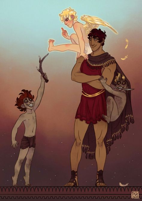 Ares, Eros, Deimos and Phobos Gods Fanart, Greek Mythology Gods, Arte Indie, Roman Gods, Greek Gods And Goddesses, Percy Jackson Fan Art, Greek Mythology Art, Greek And Roman Mythology, Bd Comics