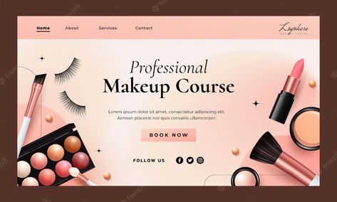 Premium Vector | Realistic makeup artist landing page template Makeup Website Design, Makeup Banner, Realistic Makeup, Makeup Website, Cosmetic Web, Vertical Business Card, Beauty Business Cards, Cosmetics Banner, Vertical Business Cards