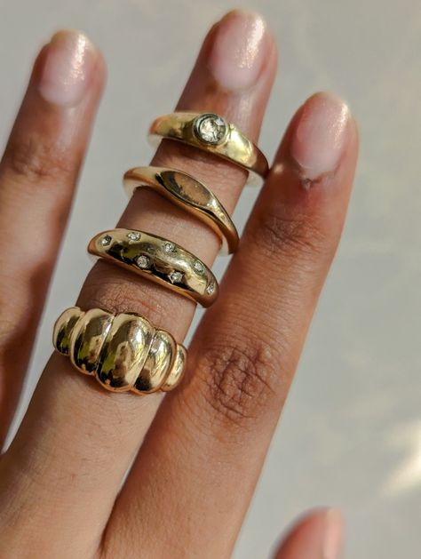 Few of our favourite chunky rings ✨🫳 Chunky Gold Jewelry Rings, Cool Girl Rings, Gold Rings Chunky, Chunky Gold Jewelry Aesthetic, Gold Chunky Rings, Chunky Gold Rings, Gold Chunky Ring, Chunky Gold Jewelry, Chunky Jewellery