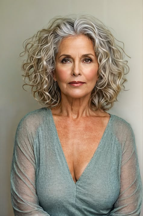 We tend to associate old(er) people with grey hair and while many of them are rocking the wise wizard look, others opt for something a little more... colorful. Grey Blonde Curly Hair, Curly Hair Over 60 Women, Long Hair For Women Over 50, Wise Wizard, Tony Rice, Grey Hair And Makeup, Long Hair Highlights, Grey Curly Hair, Silver Blonde Hair