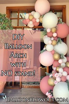 Simple Diy Balloon Arch, Make Your Own Balloon Arch, Stand For Balloon Arch, Diy Balloon Photo Backdrop, Balloon Garland Ideas Birthday, How To Balloon Garland Diy, Balloon Arch Idea, Balloon Arch Table Decor, How To Make Balloon Arch Stand