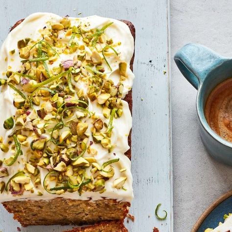 BBC Good Food on Instagram: "Make your next bake seasonal and add in courgettes – you can't taste them, but they do create a light texture in our courgette & lime cake. Recipe linked in our bio. #bbcgoodfood #bbcgoodfoodrecipes #courgetterecipes #seasonal #baking #easybakes #loafcakes" Courgette And Lime Cake, Pistachio Loaf Cake, Pistachio Cakes, Pistachio Loaf, Courgette Recipes, Courgette Cake, White Chocolate Buttercream Frosting, Cake Flavours, British Foods