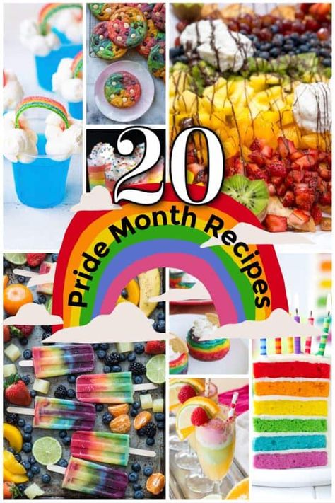 Pride Party Appetizers, Pride Party Food Ideas, Pride Desserts Easy, Pride Appetizers, Pride Month Baked Goods, Pride Month Food Ideas, Pride Brunch Ideas, Pride Month Food, Pride Dessert Ideas