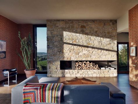 fireplace! Big Fireplace, Homes In Italy, Contemporary Barn, Countryside House, Home Fireplace, Fireplace Design, Stone Fireplace, Architect Design, Design Case