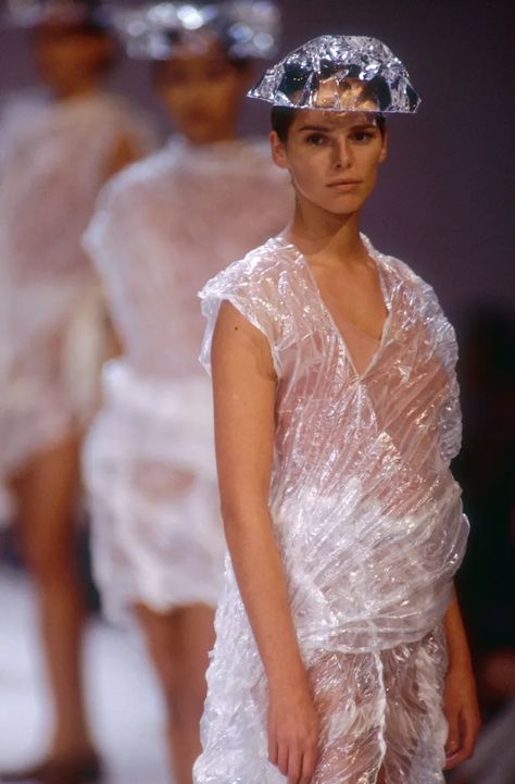 How Designers Have Used Plastics in Fashion | Vogue Waterfall Project, Plastic Outfit, Plastic Fashion, Plastic Fantastic, Emerging Designers Fashion, Ocean Pollution, Plastic Dress, Fashion Vogue, Craig Green