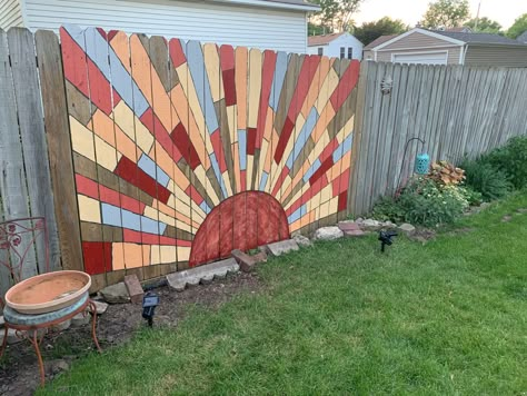 Fence Cutouts, Fence Paint Ideas, Fence Painting Ideas, Whale Cutout, Garden Murals, Fence Paint Colours, Diy Garden Design, Privacy Fence Ideas, Paint Aesthetic