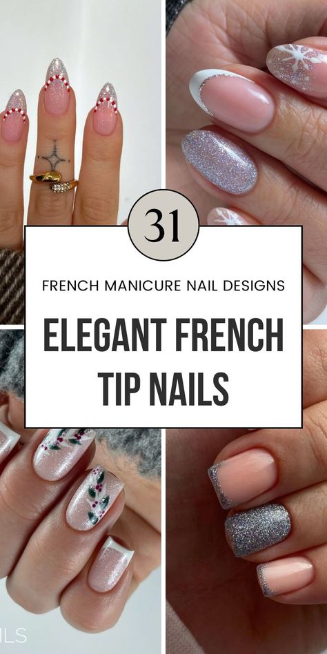 Looking for classy nail designs this winter? These elegant French tip nails are perfect for a sophisticated look. Whether you prefer almond, square, or oval shapes, there's a style for every taste. The simple white and black tips add a chic touch. Save this pin for more classy, cute, and short winter nail ideas! French Tip Nails Christmas, Short Almond Nails French Tip, Simple French Tip Nails, Elegant French Tip Nails, Classy Gel Nails, Elegant Nail Polish, Nails For Winter, French Manicure Nail Designs, Classy Almond Nails