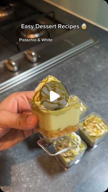 Nishat Cooks on Instagram: "Pistachio & White Choc Mousse Pots 🫶🏼💚 AND my big launch of a NishatCooks Menu!! WOOO, link in bio to sign up and be the first to try!  LOVE YOU ALL 🤍  Ingredients (for 20 cups) White Chocolate Ganache:  150g White Chocolate  75ml Double Cream  Warm and mix inbetween in microwave for 2-3 mins   Mousse Mix:  500g Mascarpone 200ml Double Cream  50ml Condensed Milk (optional/ just use more sugar / white chocolate)  White Chocolate Ganache  5tbsp Pistachio Cream 100g Icing Sugar (optional)   Base:  150g Disgestive Biscuits  Or Kitaifi cut and toasted, mixed with condensed milk and pistachio cream (1:1) 100g Butter Melted  50g Crushed Pistachios   Toppings:  Whipped Cream: 200ml Double Cream  40g Icing Sugar  1tsp Vanilla   Melted Pistachio Cream Crushed Pistachi Pistachio Dessert Cups, Pistachio Cream Dessert, Pistachio Mousse, Non Bake Desserts, Choc Ganache, Choc Mousse, Whipped Cream Desserts, Mascarpone Dessert, Mousse Filling