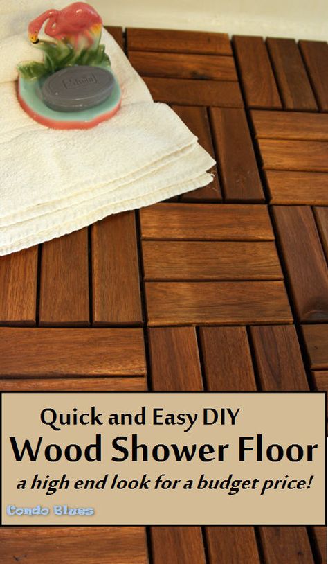 Wood Shower Floor, Shower Wood Floor, Teak Shower Floor, Wood Deck Tiles, Shower Floor Mat, Outdoor Decking, Ikea Outdoor, Teak Flooring, Wood Bath