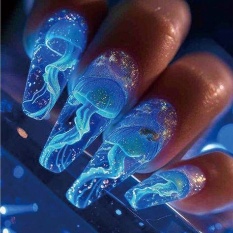 Super Cute And Stylish Ships In 5-10 Business Days Neon Nail Art, Baby Blue Nails, Nagellack Trends, Soak Off Gel Nails, Gel Nail Tips, Nails Trends, Blue Nail Designs, Blue Nail, Neon Nails