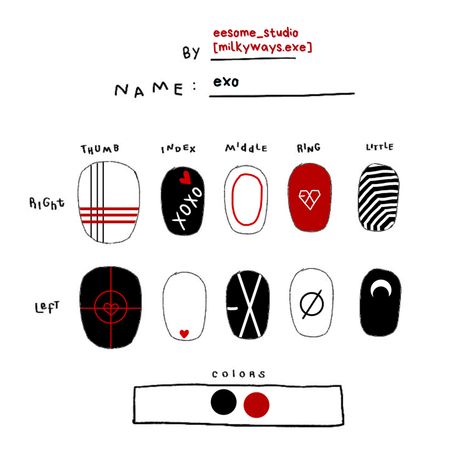 Exo Inspired Nails, Exo Nails Designs, K Pop Nails Ateez, Kpop Nail Art Nct, Suga Nail Art, Exo Nail Art, Men Nails Art, Seventeen Nail Art, Enhypen Nails Designs