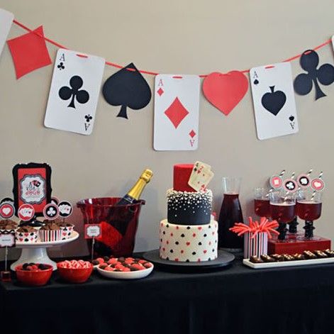 Birthday Poker Theme, Cards Theme Party Decorations, Card Game Theme Party, Poker Night Party Decoration, Deck Of Cards Birthday Theme, Diy Poker Party Decorations, Casino Birthday Party Decorations, Magic Party Decorations, Poker Night Birthday Party