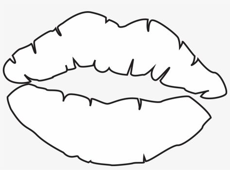 Kiss Lip Drawing, Kiss Outline, Kiss Template, Kiss Drawings Outline, Kissing Lips Sketch Simple, Lips Template, Kiss Mark Drawing, Lips Outline, Lips Outline Drawing