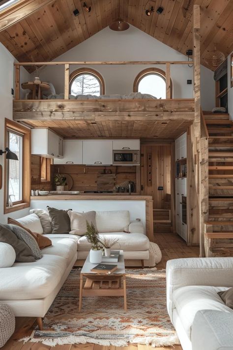 Tiny House Loft, Tiny House Layout, House Loft, Shed Homes, Tiny House Interior, Tiny House Cabin, Small Cabin, Tiny House Living, Barndominium Ideas