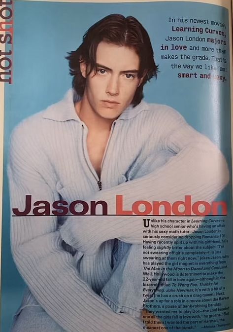 Jason London 90s, 90s Nerd, Jason London, Jeremy London, To Wong Foo, 90s Film, Matthew Lawrence, Comic Book Writer, Julie Newmar