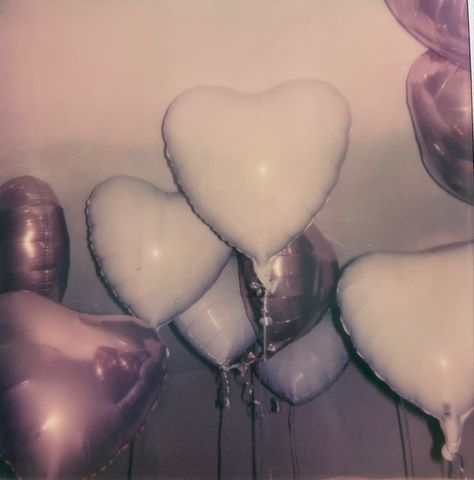 birthday, heart, heart balloons, pink balloons, polaroid Cupid Theme Party, Heart Balloons Aesthetic, Polaroid Heart, Pink Heart Balloons, Birthday 17, Honeymoon Avenue, Birthday Heart, Debut Ideas, Polaroid Pictures