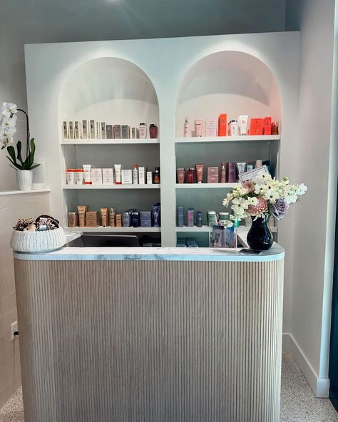 A moment for this custom reception desk at @beautyclub.srb ✨ DM us to start your custom desk today! #salondecor #salonlife #salongoals #hairsalondecor #salonequipment #saloninspo #saloninspiration #salonstyle #salon #beautysalon #salonspa #salonfurniture #discoverunder20k #stylist #americansalon #discoverunder50k #salondesign Salon Desk, Salon Waiting Area, Salon Reception Area, Shampoo Bowls Salon, Custom Reception Desk, Salon Shampoo, Hair Salon Decor, Shampoo Bowls, Privacy Walls