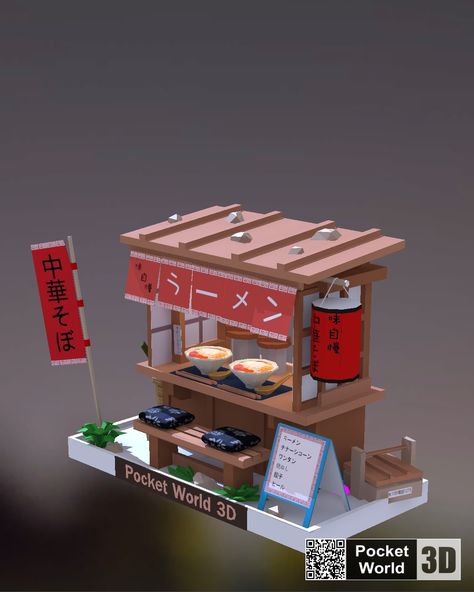 Ramen Restaurant, Food Cart Design, Ramen Shop, Japanese Festival, Food Truck Design, Isometric Art, Game Props, Food Graphic Design, Minecraft Blueprints