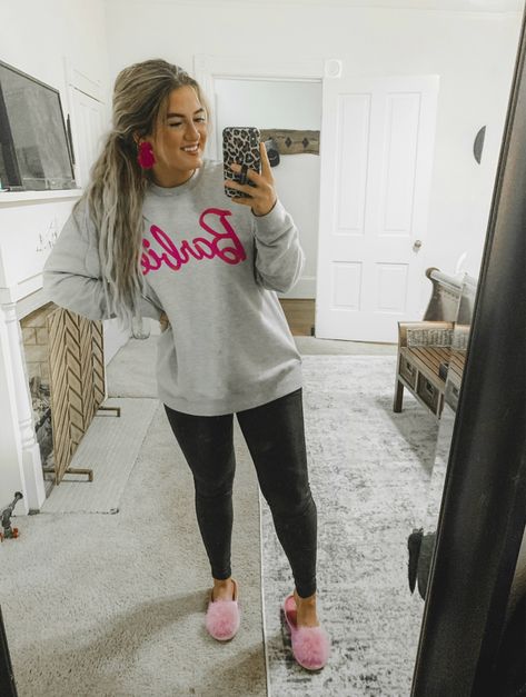 Shop Barbie Logo Sweatshirt and other curated products on LTK, the easiest way to shop everything from your favorite creators. Cute Lounge Wear, Barbie Sweatshirt, Cute Lounge, Wholesale Boutique Clothing, Im Obsessed, Soccer Mom Shirt, Barbie Logo, Lounge Style, Sweatshirt Outfit