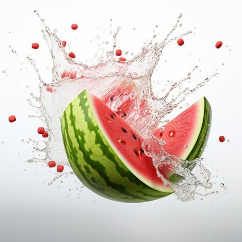 Beautiful splash water with watermelon Watermelon Splash, Graphic Resources, Watermelon, Fruit, Water, Quick Saves