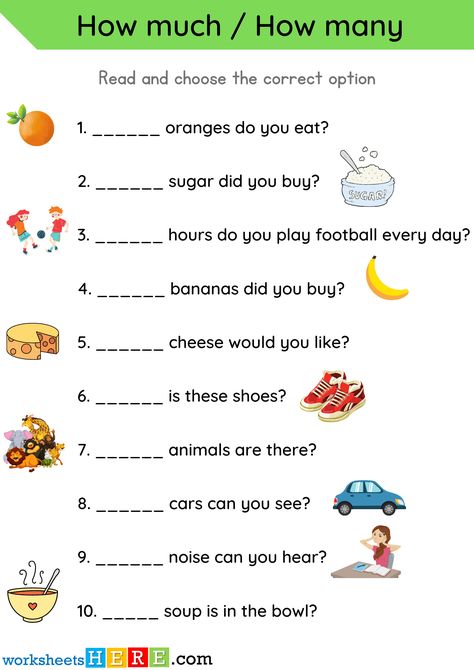 How much or How many Exercises and Answers with Pictures Examples PDF Worksheet - WorksheetsHere.com How Much And How Many Worksheet, Much And Many Worksheet, How Many Worksheet, Materials Worksheet, Nouns In English, Countable And Uncountable Nouns, Matter Worksheets, Uncountable Nouns, Classroom Charts