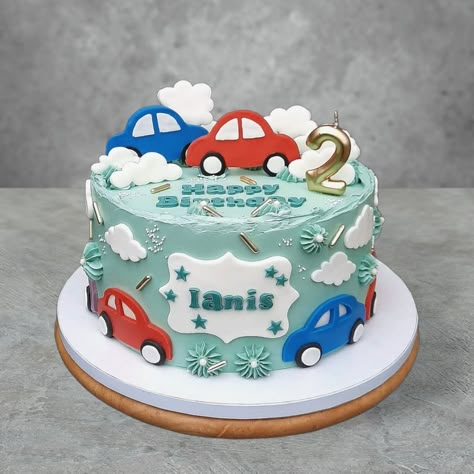 Cake for 2 years old boy with cars 🚗🚘🚙🛻 Birthday Cakes For 2 Year Boys, Cakes For 2 Year Boy, 2 Year Boy Birthday Cake, Birthday Cake For 2 Year Boy, Birthday Cake 2 Year Boy, Cake For 2 Year Boy, Second Birthday Cake Boy, Cake For 1 Year Boy, Baby Boy Birthday Cake 1 Year