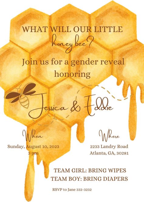 Pooh Themed Gender Reveal, May Gender Reveal Ideas, Honeybee Gender Reveal, Bee Baby Gender Reveal Theme, Baby Gender Reveal Theme Ideas, Honey Gender Reveal Ideas, What Will Our Honey Bee Gender Reveal, What Will It Bee Gender Reveal Ideas, What Will The Baby Bee Gender Reveal