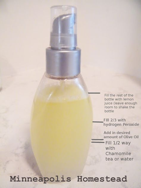 Minneapolis Homestead: DIY All Natural Hair Lightening Spray Diy Hair Lightening Spray, Hair Lightener Diy, Hair Lightening Spray, Lighten Hair Naturally, Hair Lightening, Home Remedies For Hair, How To Lighten Hair, Chamomile Tea, Hair Spray