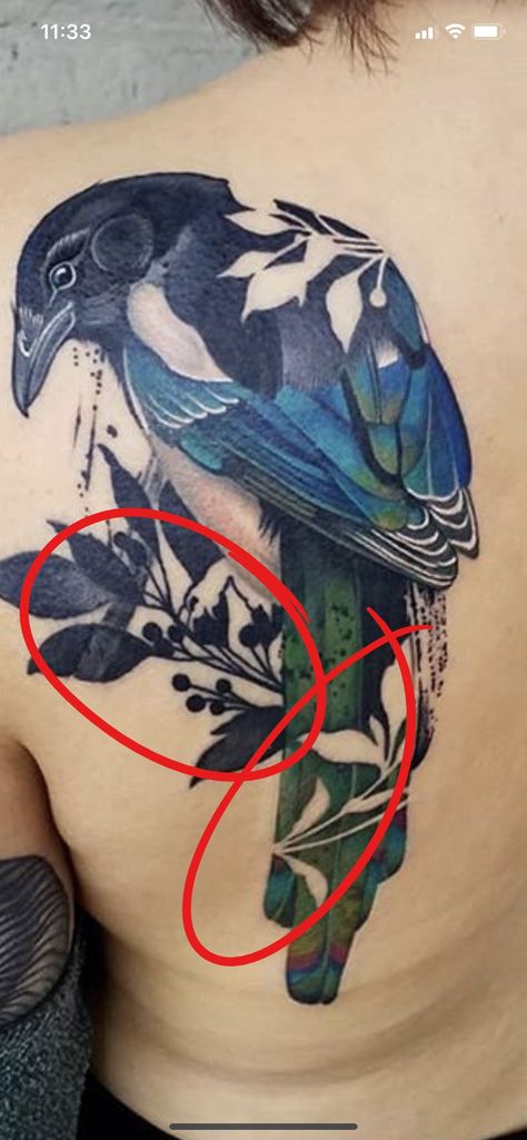 I love the negative space used here. Additionally, I think the leaves with berries are really cool. The gradient color on the raven is really nice. Negative Space Raven Tattoo, Negative Tattoo, Watercolour Tattoo, Negative Space Tattoo, Black Line Tattoo, Space Watercolor, Forarm Tattoos, Raven Tattoo, Space Tattoo