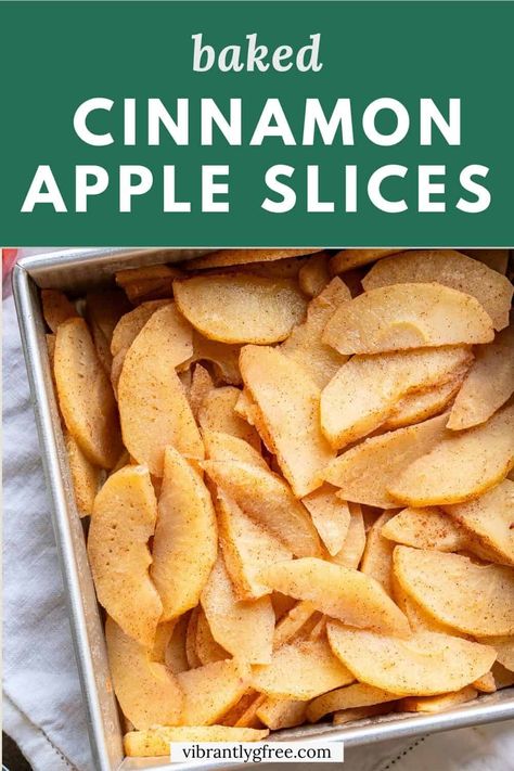 These easy baked cinnamon apple slices are soft and sweet with just a little maple syrup and an abundant amount of cinnamon. Vegan   GF. Baked Apples With Maple Syrup, Cinnamon Apple Slices, Almond Flour Pumpkin Muffins, Pumpkin Chia Pudding, Baked Apple Slices, Apple Slice Recipe, Best Apples For Baking, Baked Cinnamon Apples, Baked Apple Dessert