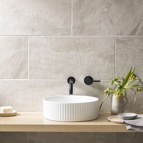 Stonehouse Studio Gio Beige Matt Stone Effect Wall & Floor Tiles - 300 x 600mm Beige Shower Tile, Beige Bathroom Tiles, Beige Tile Bathroom, Stone Effect Wall, Hallway Tiles Floor, Natural Stone Bathroom, Sandstone Tiles, Stone Tile Wall, Matt Stone