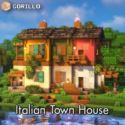 Hey there! Here is an Italian-inspired town house perfect for survival. Build downloads are available on Patreon. House Ideas Minecraft, Minecraft House Interior, Modern House Minecraft, Modern Minecraft Houses, Minecraft House Ideas, Minecraft Houses Survival, Minecraft Houses Blueprints, Italian Town, Minecraft Structures