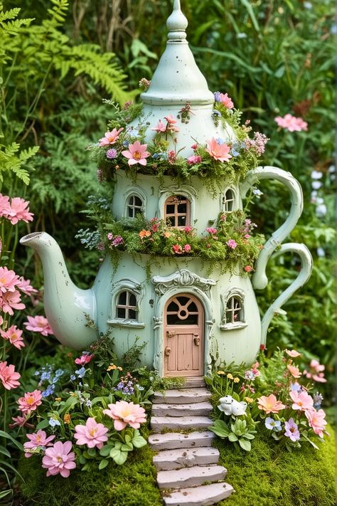 Top 15 Outdoor Fairy Garden DIY [Easy To Make] – craftydiyers.com Concrete Fairy House Diy, Build Fairy House, Gnome Fairy Garden, Easy Fairy House Diy, Farie Garden Ideas Fairy Village, Fantasy Neighborhood, Outdoor Fairy Garden Diy, Diy Fairy Garden Accessories, Outdoor Fairy Garden