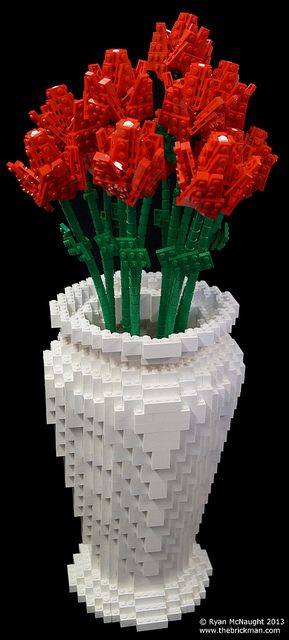 LEGO Vase and Flowers #LEGO #Flower Lego Vase, Vase And Flowers, Lego Techniques, Dark Boho, Lego Club, Lego Sculptures, Lego Christmas, Lego Boards, Lego Lovers