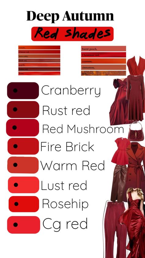 Deep Autumn Makeup, Deep Autumn Palette, Autumn Color Palette Fashion, Deep Autumn Color Palette, Autumn Skin, Colour Combinations Fashion, Red Colour Palette, Color Schemes Colour Palettes, Skin Color Palette