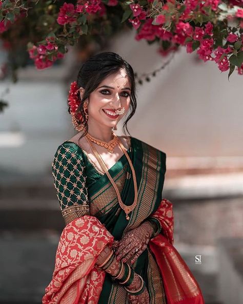 Go Offbeat With Maharashtrian Bridal Looks To Get Jaw-Dropping Stunning Look! | Weddingplz Marathi Outfit, Maharashtrian Wedding, Engagement Saree, Marathi Bride, Nauvari Saree, Bridal Sarees South Indian, Indian Bridal Sarees, Wedding Saree Blouse, Wedding Saree Blouse Designs