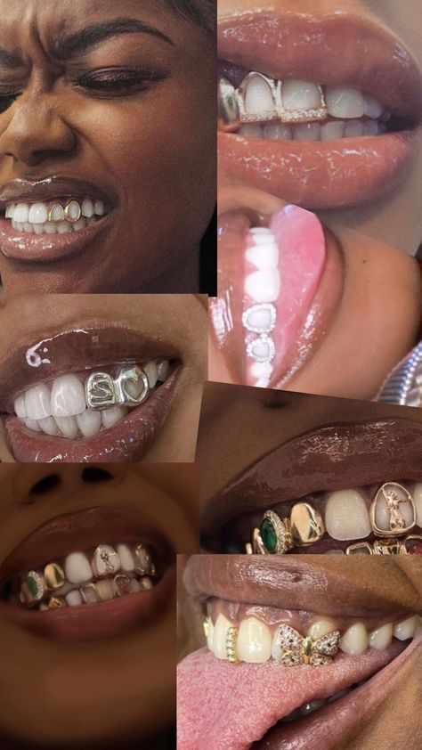 Grills For Women, Gold Teeth Grills, Pretty Teeth, Dental Jewelry, Grillz Teeth, Xoxo Jewelry, Gold Grill, Diamond Teeth, Dope Jewelry Accessories