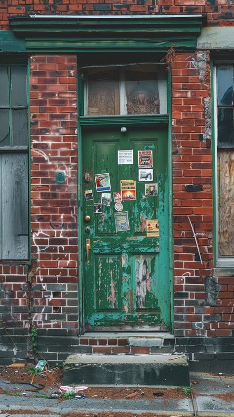 Weathered Doorway Entrance: A #wellworn green #doorway beset with flyers stands as a testament to #urbanhistory and #citynarratives.⬇️ Download and 📝 Prompt 👉 https://stockcake.com/i/weathered-doorway-entrance_462443_536002 Doorway Reference, Door Reference, Doors Photography, Open Doorway, Font Door, Doorway Entrance, Peeling Wall, Door Photography, Door Way