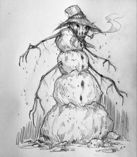 Scary Face Sketch, Scary Christmas Drawings, Creepy Christmas Drawing, Creepy Sketches Scary, Scary Sketches Dark Art, Terrifying Drawing, Winter Drawings Pencil, Winter Drawing Ideas Sketch, Creepy Doodles Easy